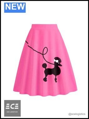 Women's Poodle Skirt 50s Halloween Costume High Waist Vintage Pleated